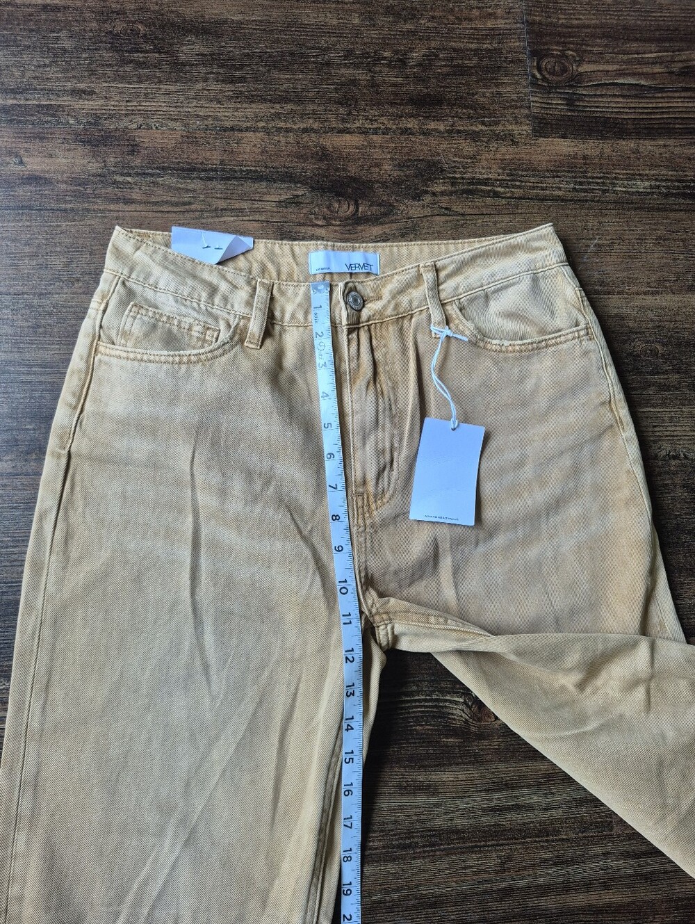 Vervet Leslie 90s Vintage Flare High Rise Tan Distressed Size 28 - Picture 5 of 9